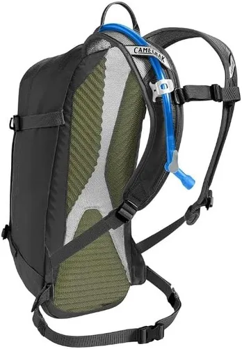 Vista 2 de CamelBak M.U.L.E. Mochila de hidratación para bicicleta de montaña, ajuste estable con depósito Crux de 100 onzas, color negro