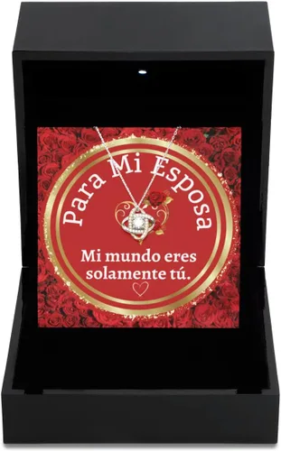 Vista 10 de Regalo para mi esposa "Mi mundo eres tu" cadena para esposa, collar para mi mujer