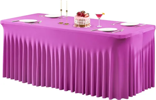 Vista 26 de PARTISKY - Mantel de elastano negro para mesas rectangulares de 4 pies, cubierta de mesa elástica para mesas plegables, bodas, fiestas, banquetes