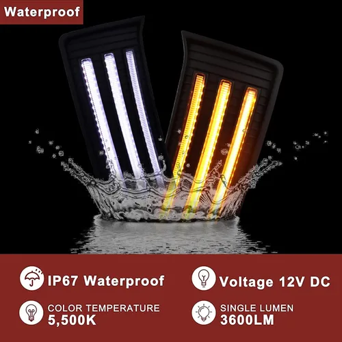 Vista 5 de Kit de luz antiniebla frontal LED completa DRL para Toyota Tundra 2022 2023 parachoques de repuesto, función como luces direccionales secuenciales