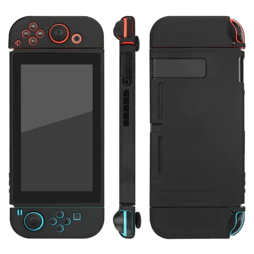 Vista 6 de FYY Dockable Case Compatible for Nintendo Switch - Black Slim Matte Protective Cover Case for Nintendo Switch and Joy-Con, Soft TPU Customized