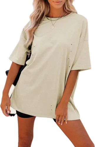 Vista 4 de Remidoo Camiseta casual de manga corta con cuello redondo y manga corta para mujer