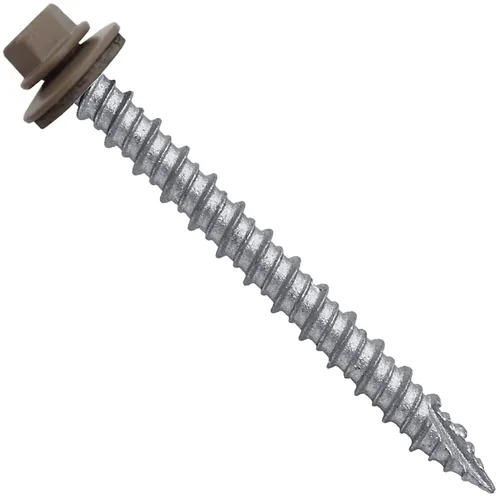 Vista 32 de Tornillos para techos de metal gris ABC 10 x 1 - Cabezal hexagonal - Arandela EPDM - Arandela de arranque automático/roscado - 1 bolsa - 250