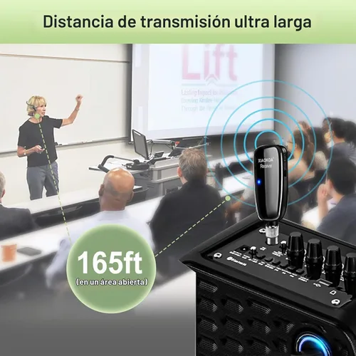 Vista 3 de Auriculares con Micrófono Inalámbrico, Sistema de Micrófono y Altavoz de Cabeza UHF, Auriculares Profesionales con Amplificador de Voz y Micrófonos