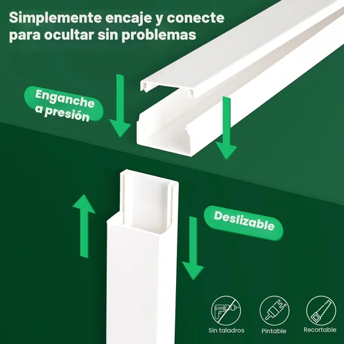Vista 6 de AZEN - Kit de ocultador de cable, cubiertas de cable de 116 pulgadas para cables en la pared, cubiertas de alambre pintables para cables en la M-36P