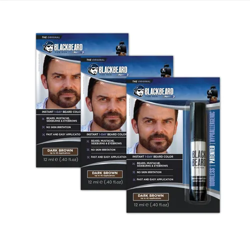Vista 9 de Barbanegra para hombre, color de barba instantánea, negro, 1 paquete 1-Day Temporary Facial Hair Tint, Beard, Mustache, Eyebrow, Sideburns