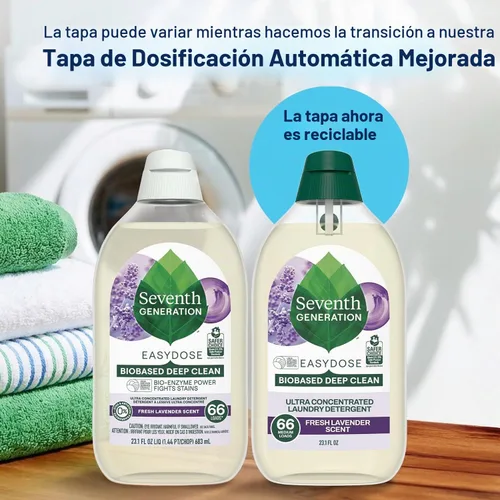 Vista 4 de Seventh Generation - Detergente EasyDose para ropa ultra concentrado: 66 cargas, aroma de lavanda fresca, 23,1 onzas líquidas