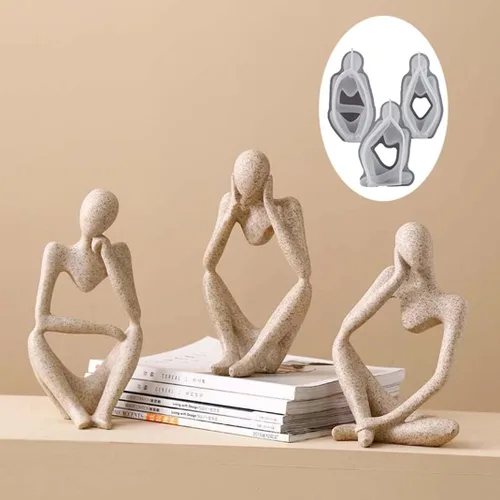 Vista 4 de 3 moldes de silicona para el cuerpo, pensador humano para resina de arcilla Polymore, molde de adorno de figura única para fundición de resina epoxi