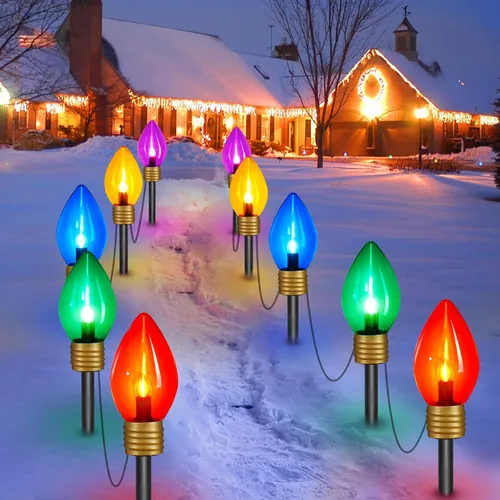 Vista 12 de Strawberry Jumbo C9 Luces de Camino de Navidad para Exteriores - 8.5 Pies 5 Luces LED C9 de Navidad, Luces C7 Cubiertas Jumbo Multicolor Luces