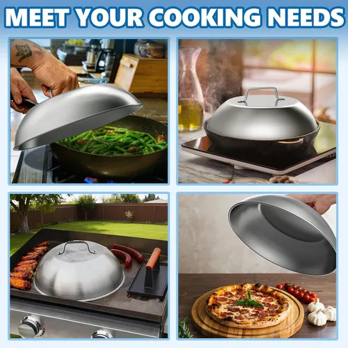 Vista 7 de SafBbcue 2 juegos de accesorios para parrilla de 12 pulgadas, cubierta de cúpula de fusión de quesos para Blackstone, Pitboss, Camp Chef Vapor Pizza