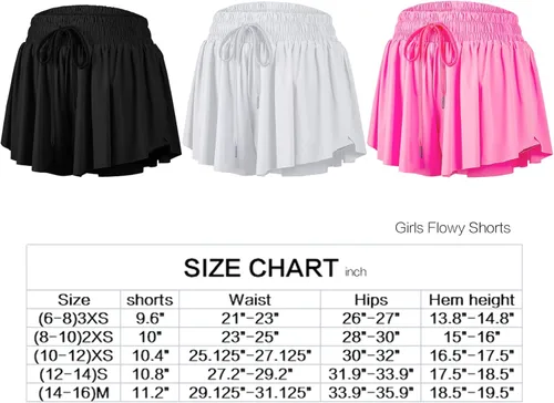 Vista 2 de Pantalones cortos atléticos fluidos para adolescentes, gimnasio, yoga, entrenamiento, correr, faldas de mariposa, lindas prendas de moda de verano