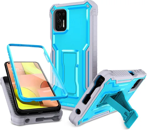 Vista 8 de FITO Funda para Moto G Stylus 2021, doble capa a prueba de golpes resistente para teléfono Motorola G Stylus 2021 con protector de pantalla, soporte