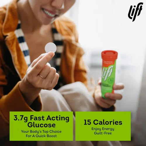 Vista 3 de Lift Comprimidos energéticos masticables de glucosa de acción rápida Naranja Tubo de 10 quilates (paquete de 12)