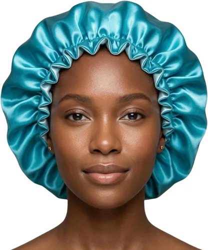 Vista 27 de Gorro de pelo para dormir, gorro de noche con clip ajustable, gorro reversible para el cabello para mujer, gorro de satén de seda