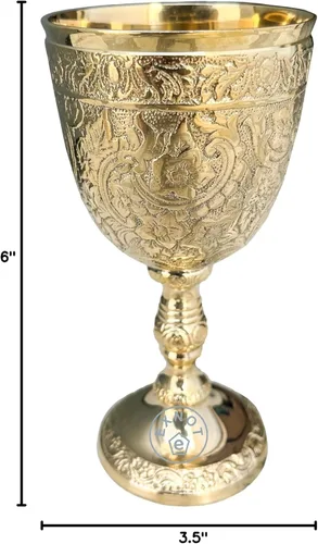 Vista 9 de Copa de cáliz vintage de latón 1 copa de vino real del rey Arturo – Regalos medievales renacentistas para comunión, paquete de Navidad de 1 cáliz