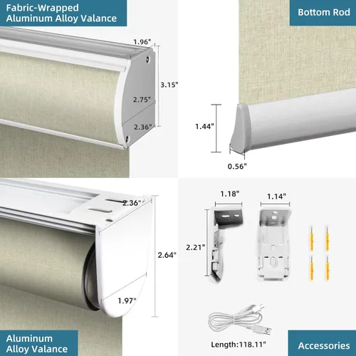 Vista 5 de SmartWings Persianas Motorizadas con Sombras para Ventana Control Remoto Funciona con Thread Apple Homekit Z-Wave Alexa 100% Blackout de Doble Cara
