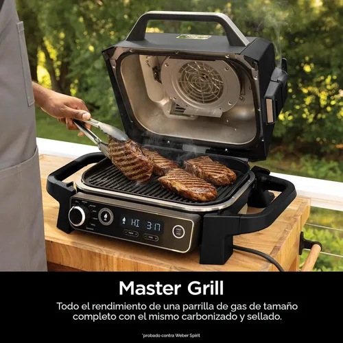 Vista 7 de Ninja Serie Woodfire 7 en 1 (parrilla, barbacoa, asar, freír con aire, deshidratar, rostizar, ahumar) Portátil y resistente a la intemperie