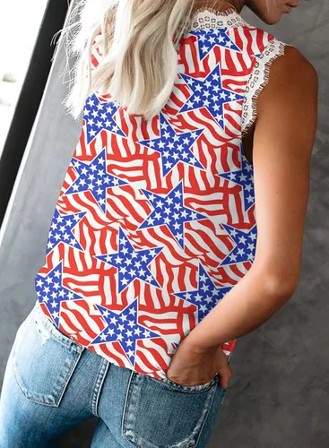 Vista 277 de VIISHOW - Camiseta sin mangas, sexy, con cuello en V y bordes de encaje para mujer, camisola de vestir, camisas de gasa, sin mangas, casuales