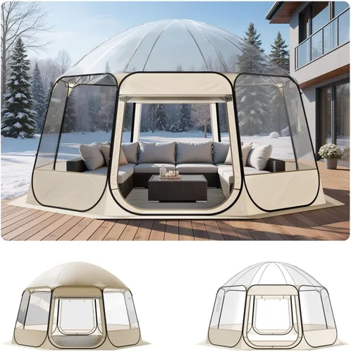 Vista 15 de VEVOR Pop up Sports Tent, 8 Sizes Optional Clear Bubble Tent for 1-6 Person, Waterproof Outdoor Pod with Floor Mat & Top Cover, Garden Igloo Dome