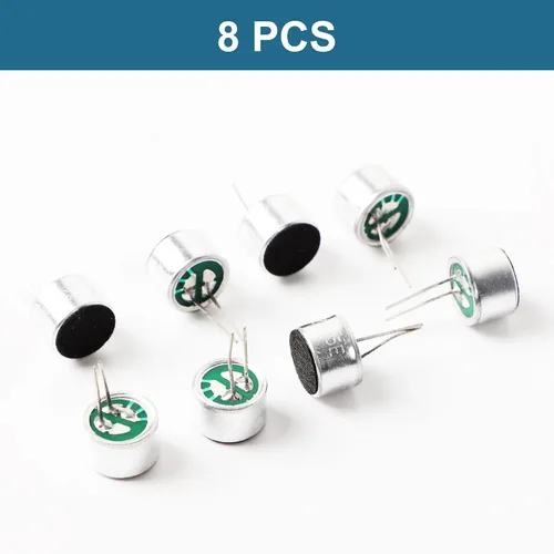 Vista 5 de uxcell 8 unids cilíndrico electret condensador micrófono Pickup 85dB a través del agujero mini electret condensador micrófono con 2 pines