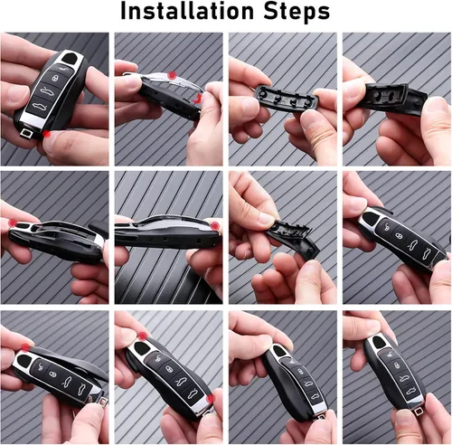 Vista 7 de Jaronx Compatible con Cubierta de Botón de Llave Porsche, Protector de Silicona de Goma para Botón de Llavero Compatible con Porsche Boxster Cayman