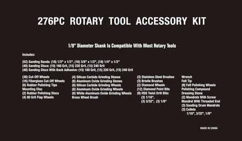Vista 6 de Kit de accesorios para herramientas rotativas de 276 piezas, ajuste universal para un fácil corte, tallado y pulido
