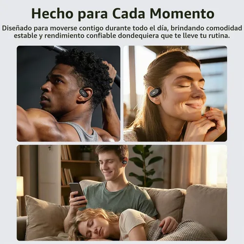 Vista 8 de 1Mii Auriculares E35 de oreja abierta, auriculares Bluetooth 6.0 verdaderamente inalámbricos, ganchos ajustables para todas las formas de oído
