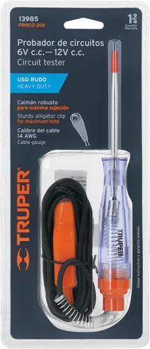 Vista 4 de Truper Probador de circuito con clip de cocodrilo #13985