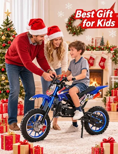 Vista 7 de 50cc 2-Stroke Dirt Bike for Kids 6-14 - 30MPH Gas Powered Mini Motorcycle Blue