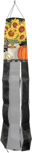 Vista 7 de Briarwood Lane Calabazas a cuadros Otoño Windsock Primitive Fall 40" L