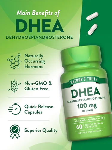 Vista 5 de Nature's Truth DHEA 100 mg 60 cápsulas Suplemento sin OMG y sin gluten