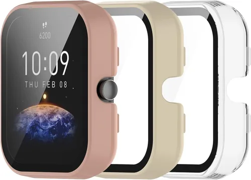 Vista 8 de Funda protectora de pantalla compatible con Amazfit Bip 3/Bip 3 Pro, cobertura completa, a prueba de golpes, delgada, con protector de pantalla