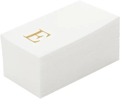 Vista 52 de Luxenap Toallas de invitados de tacto de lino de 15.8 X 7.9 pulgadas, 50 toallas de mano con letras - Letra dorada "S", fuente sans serif