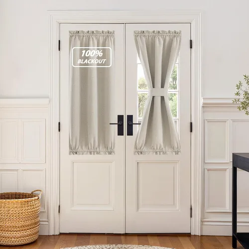 Vista 43 de NICETOWN Cortinas de Lino para Puerta Lateral - Cortinas Opacas con Aislamiento Térmico para Puerta Delantera Francesa para Sombra Pequeña