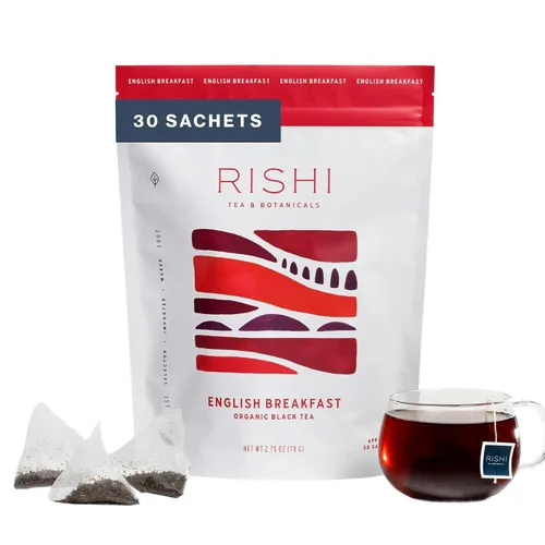 Vista 9 de Rishi Tea Té de desayuno inglés orgánico de hojas sueltas de té negro puro, energizante y con cafeína, ideal para té caliente o helado - 4 onzas