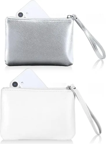Vista 10 de Paquete de 2 pequeñas bolsas de maquillaje con cremallera para bolso, lápiz labial, organizador de maquillaje de viaje para mujeres, productos Negro