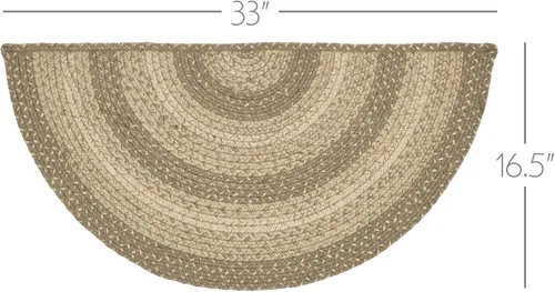 Vista 3 de VHC Brands Alfombra de adoquines, mezcla de yute, medio círculo, gris tostado, blanco, 16.5 x 33 pulgadas