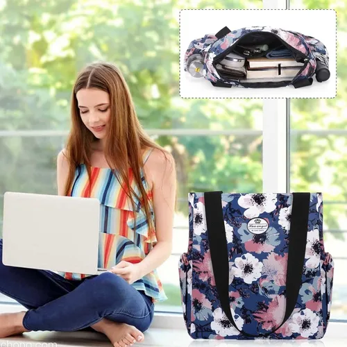 Vista 6 de HUA ANGEL Bolsa de viaje Bolso de hombro casual ligero diario floral para ir de compras, trabajo, gimnasio, playa