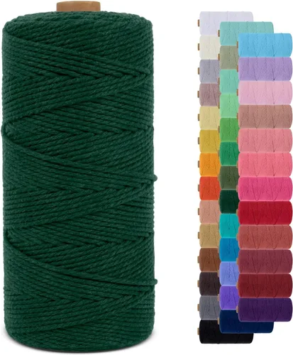 Vista 36 de Cordón de macramé de 0.079 pulgadas, cuerda de algodón natural de 109 yardas, hilo de cuerda de macramé para manualidades, ganchos de pared