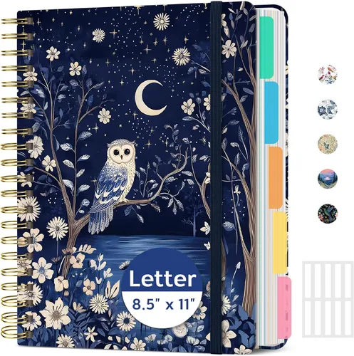 Vista 31 de Taja Cuadernos de espiral para trabajo de 5 materias con divisores K - Vórtice rosa