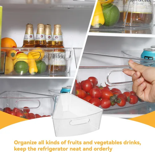 Vista 4 de Lazy Susan - Organizador de gabinete de esquina para contenedores de almacenamiento de cocina de plástico de 26 pulgadas de diámetro, paquete de 6