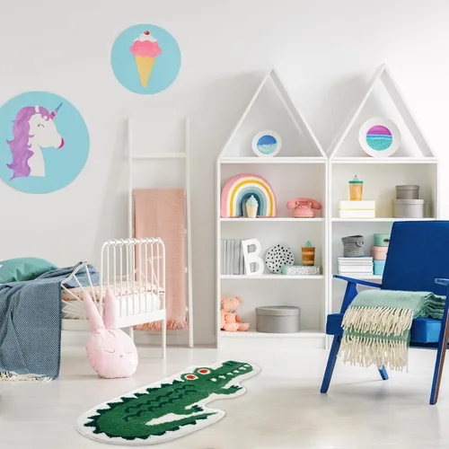 Vista 5 de Alfombra de baño de cocodrilo verde para baño de animales lindos tapetes de baño