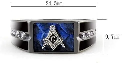 Vista 3 de Anillo Masónico Masónico Masónico de Acero Inoxidable para Hombre - Grabado Gratis