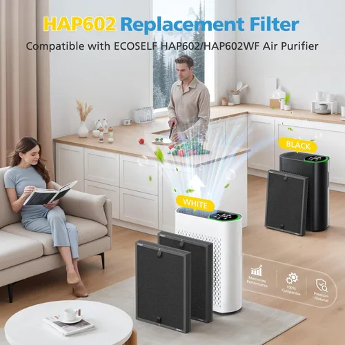 Vista 2 de Paquete de 2 filtros de repuesto HAP602 compatibles con el purificador de aire ECOSELF HAP602 / HAP602WF, filtro de repuesto para purificadores
