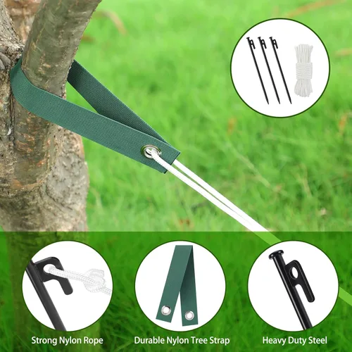 Vista 4 de Kits de estacas para árboles, estacas de árbol resistentes y kits de soporte para árboles jóvenes contra el mal tiempo, 3 estacas para árboles, 3