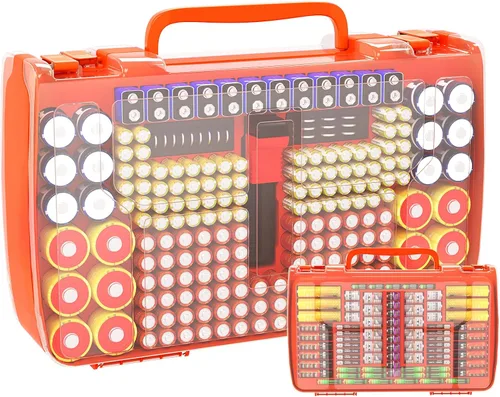 Vista 11 de Caja organizadora de almacenamiento con soporte para baterías y probador - 269 baterías Paquete de variedad de doble cara, contiene AA AAA 4A C D