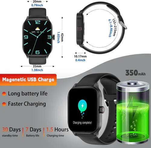 Vista 8 de Reloj inteligente para mujeres y hombres (responder/realizar llamada), relojes inteligentes con monitor de frecuencia cardíaca/SpO2/sueño/estrés