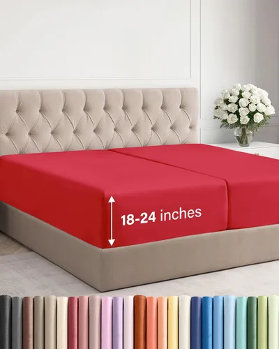 Vista 119 de Sábana bajera ajustable extra profunda Twin XL – Sábana bajera individual de lujo de hotel solamente – Se adapta fácilmente a colchones de 18 a 24