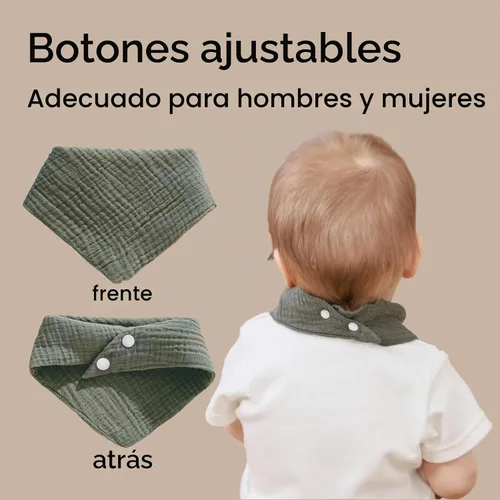 Vista 3 de Baberos de muselina, paquete de 8 baberos bandana para bebé, algodón suave extra absorbente, babero para babear y dentición