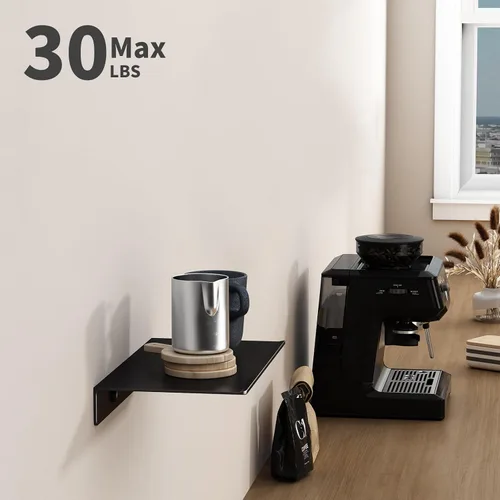 Vista 5 de Danpoo Pequeño estante flotante para almacenamiento en la pared, mini estante de exhibición para coleccionables, estante de pared de metal para Negro